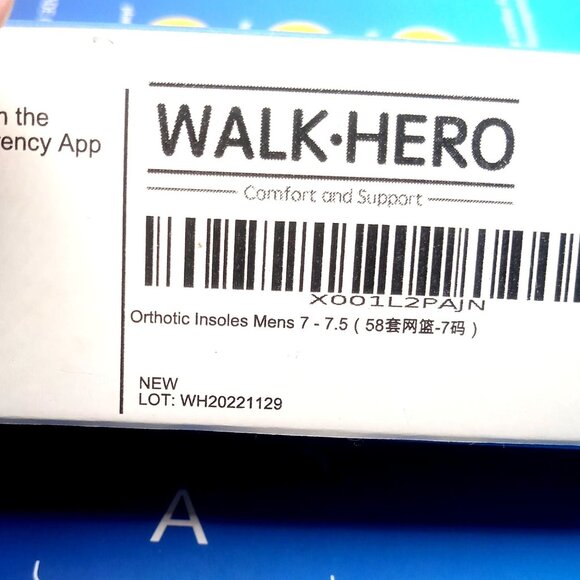 Walk-Hero Medical Orthotic Insoles Men's Size 7-7.5 Plantar Fasciitis Feet Pain - Picture 10 of 11